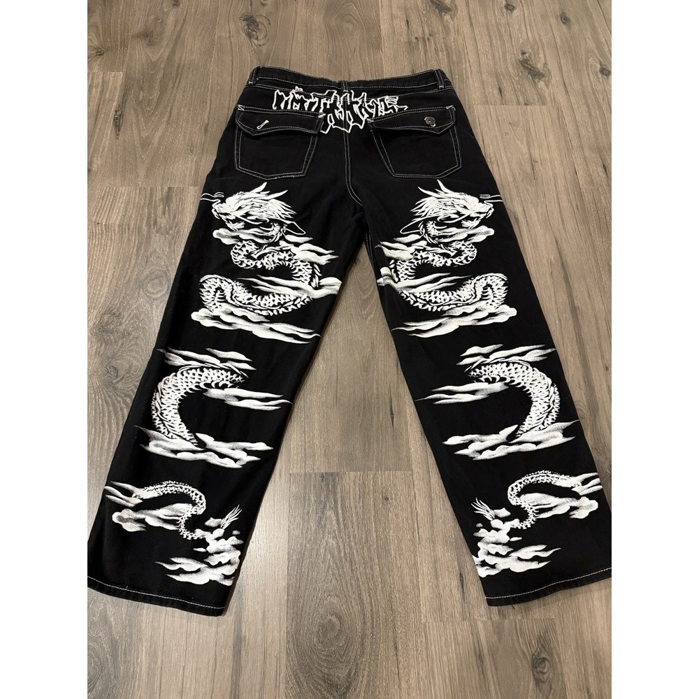 Ninth Hall Jeans Mens 32x29 Ambush Dragon Graphics Embroidered Y2K Skater NWOT
